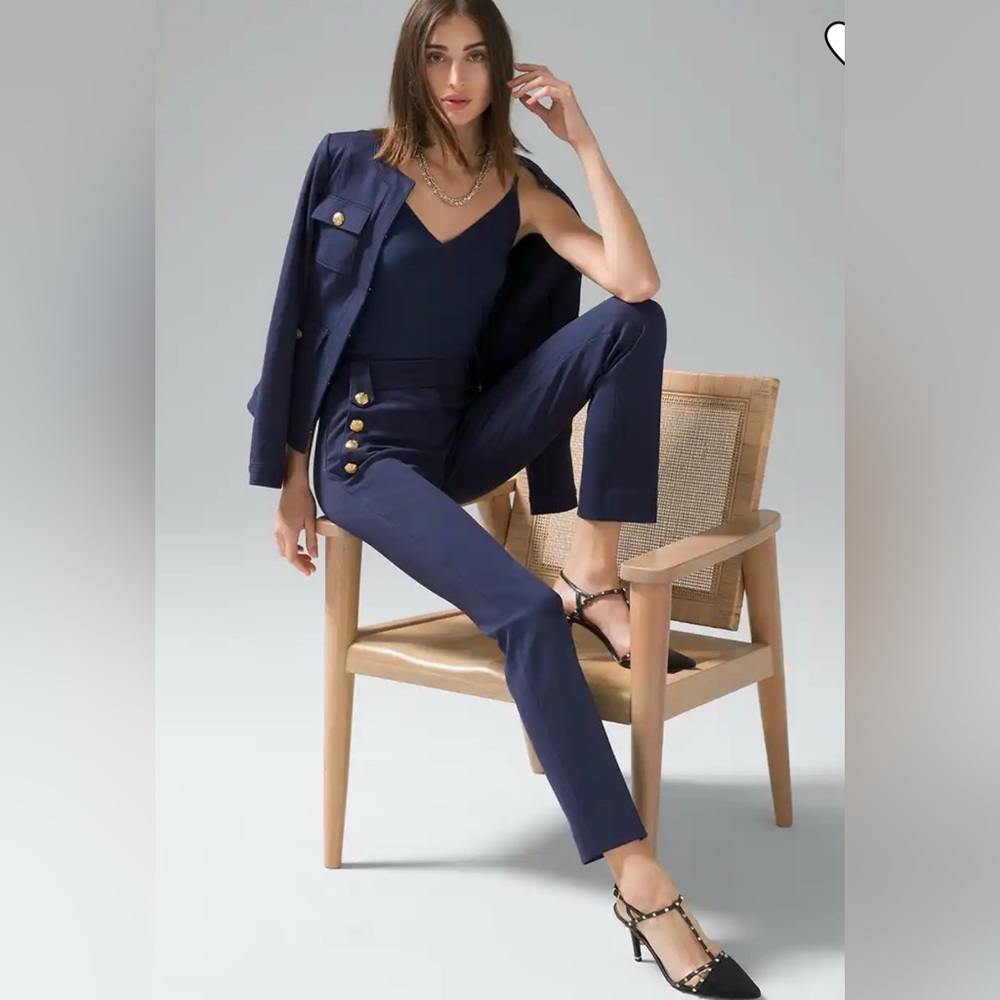 WHBM Jolie Button Straight Luxe Straight Pant - NWT Size 10L - Picture 2 of 7